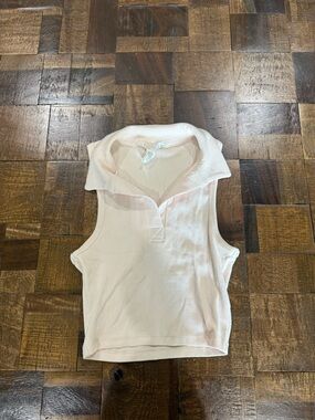 Full Tilt Pale Pink Ribbed Polo Tank